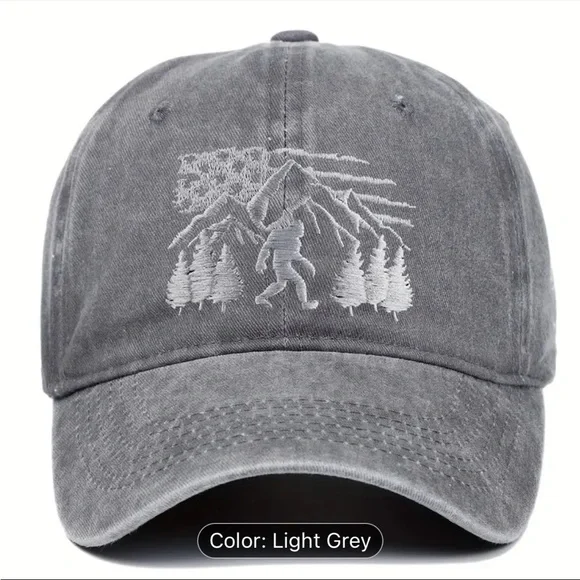🆕 Unisex Retro Washed Baseball Cap Embroidered Sasquatch Bigfoot USA Flag - Picture 8 of 11